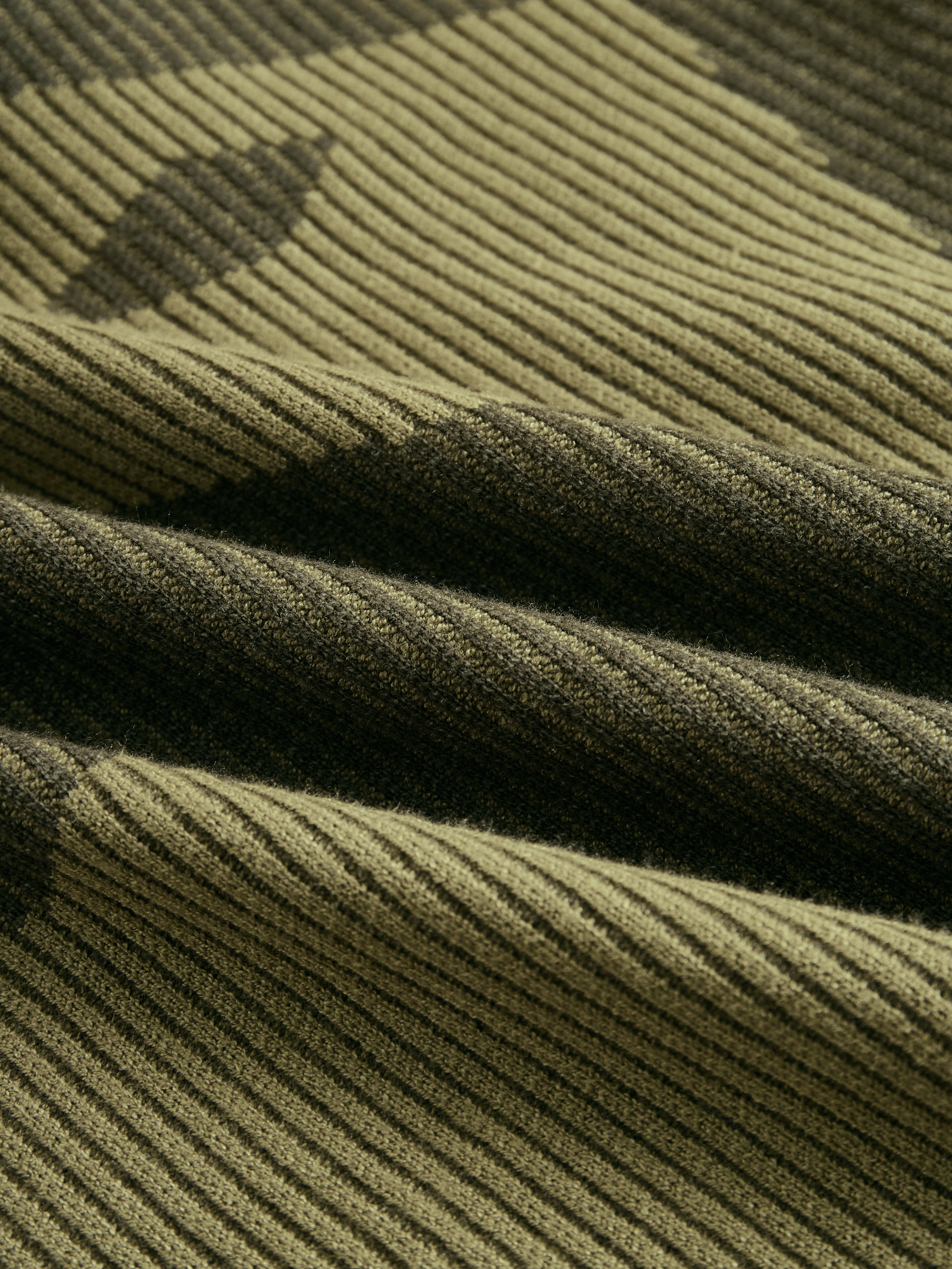 Olive Camo Knit V-Neck Fringe Hem Bodycon Dress