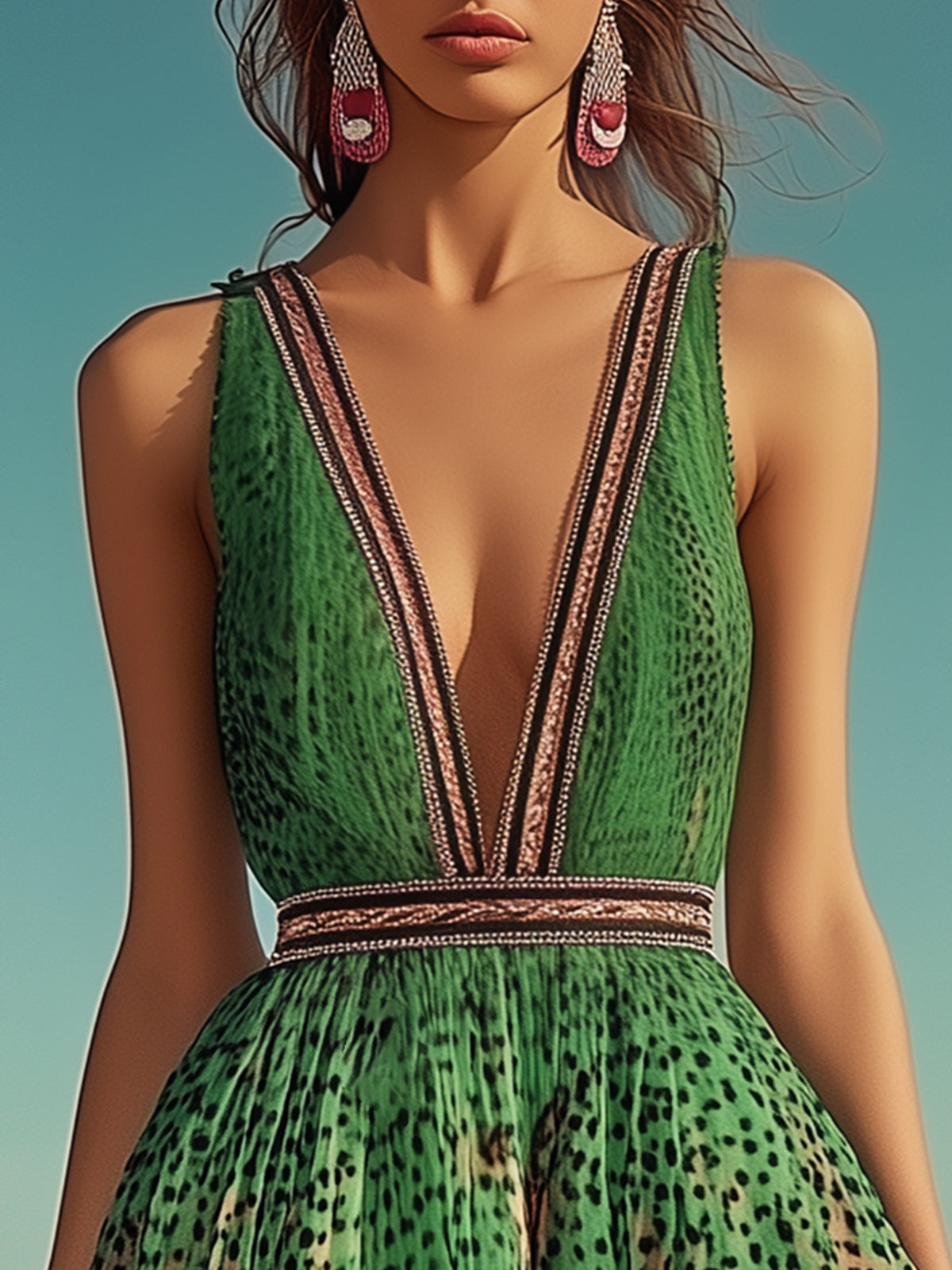 Colorblock Leopard Print Mini Dress
