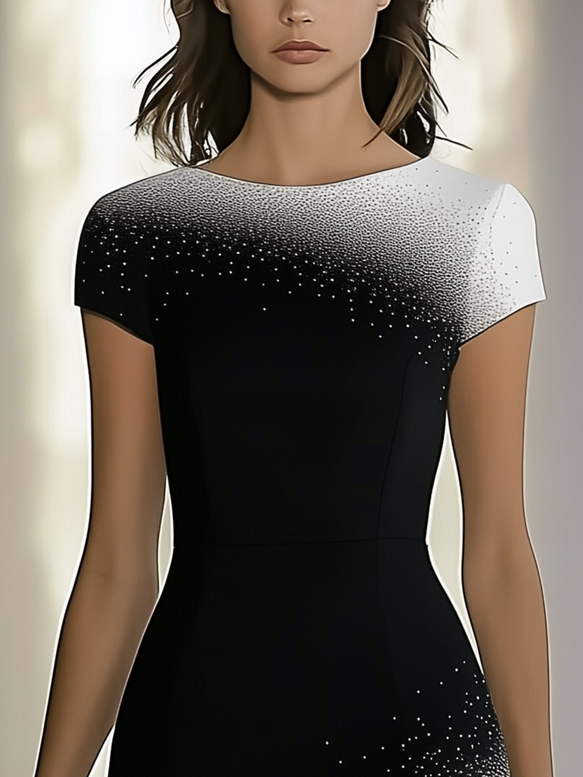 Elegant Gradient Print Slim Fit Dress