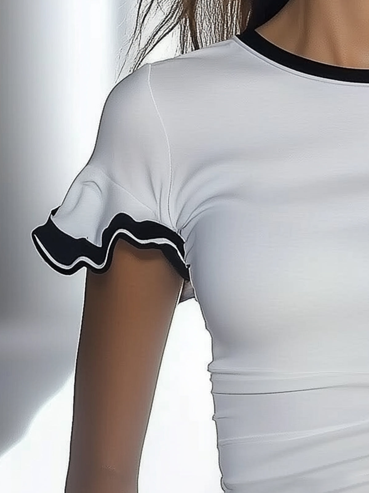 Flare Sleeve Slim Fit Stretch T-Shirt