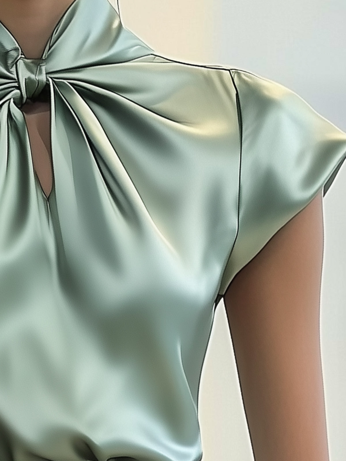 Twist Neck Satin T-Shirt