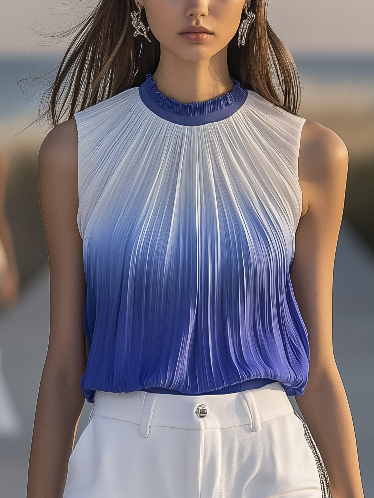 Fashionable Gradient Chiffon T-Shirt