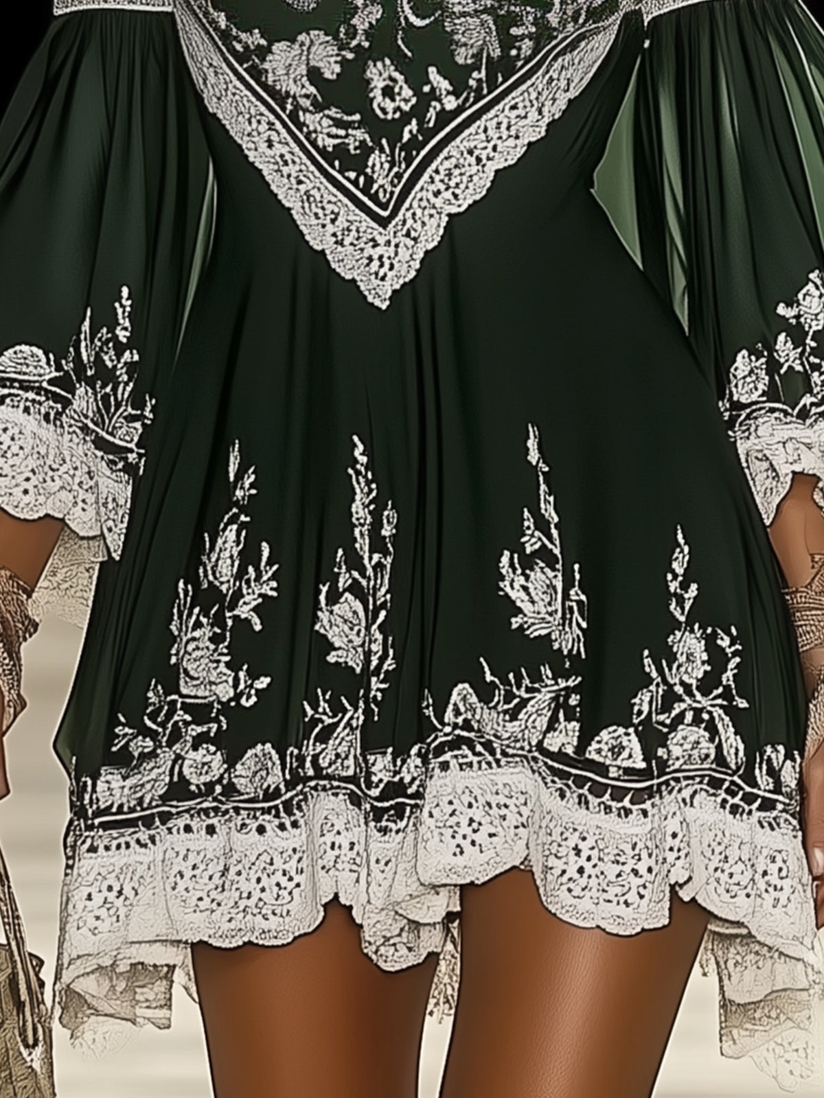 Off Shoulder Bohemian Print Dress