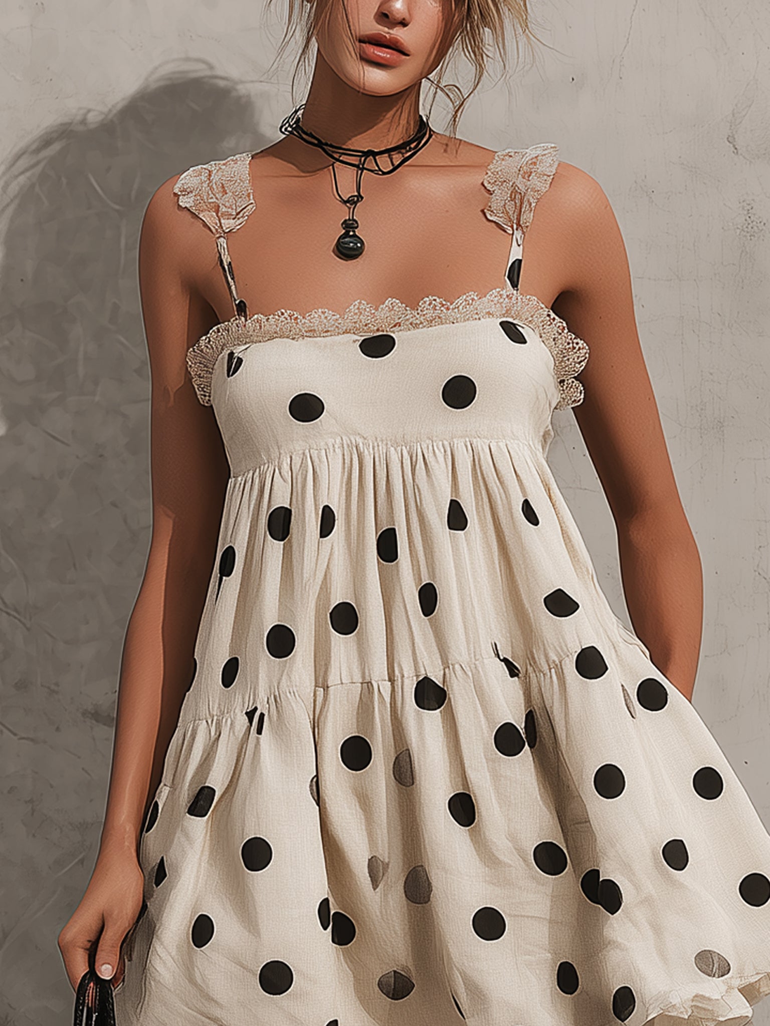 Polka Dot Linen Blend Mini Dress