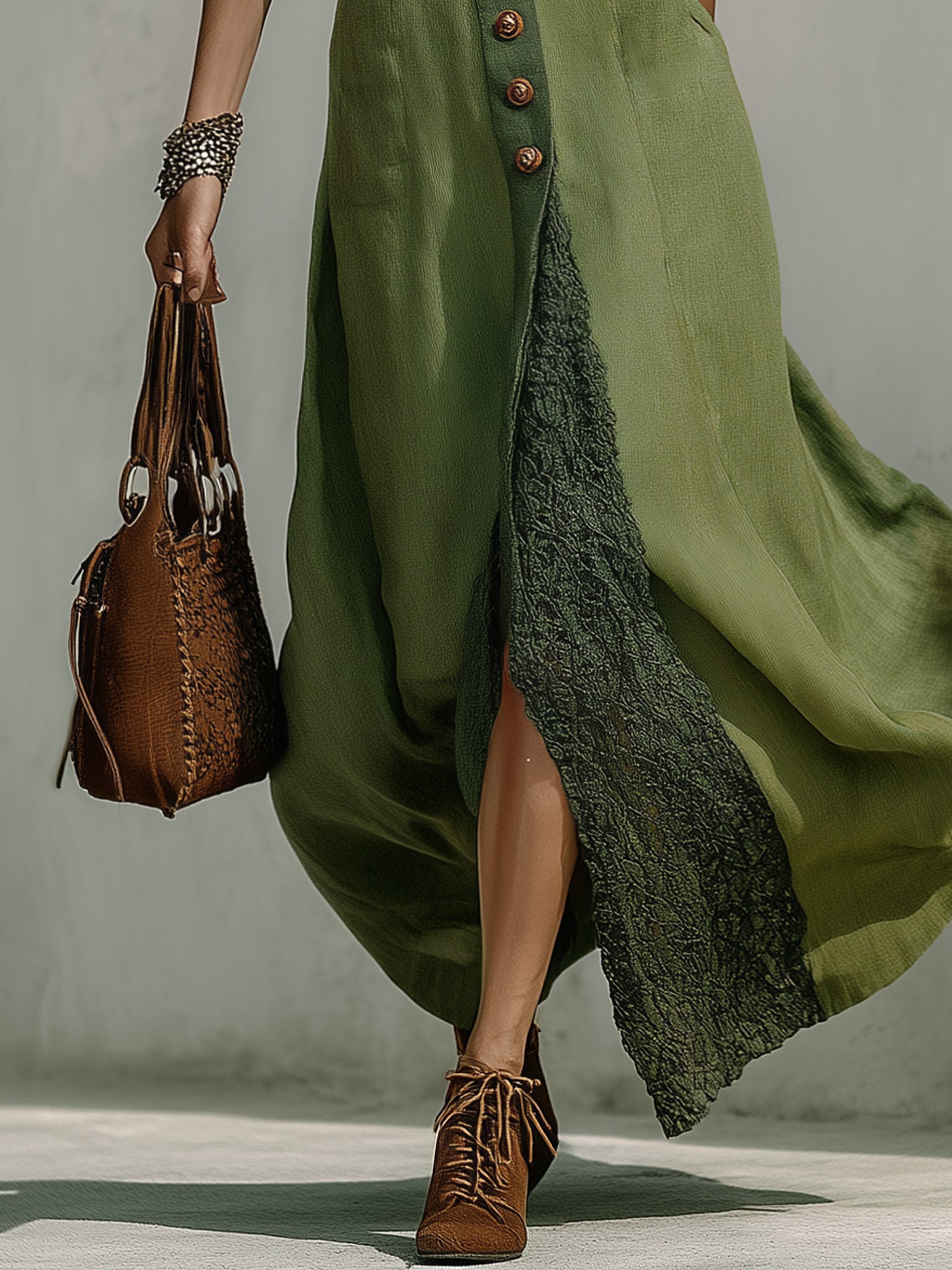 Green Sleeveless Linen Maxi Dress