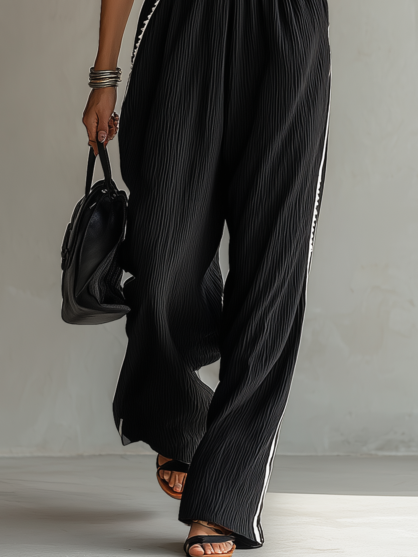 Textured Black Off Shoulder Jumpsuit With Ribbon Trim