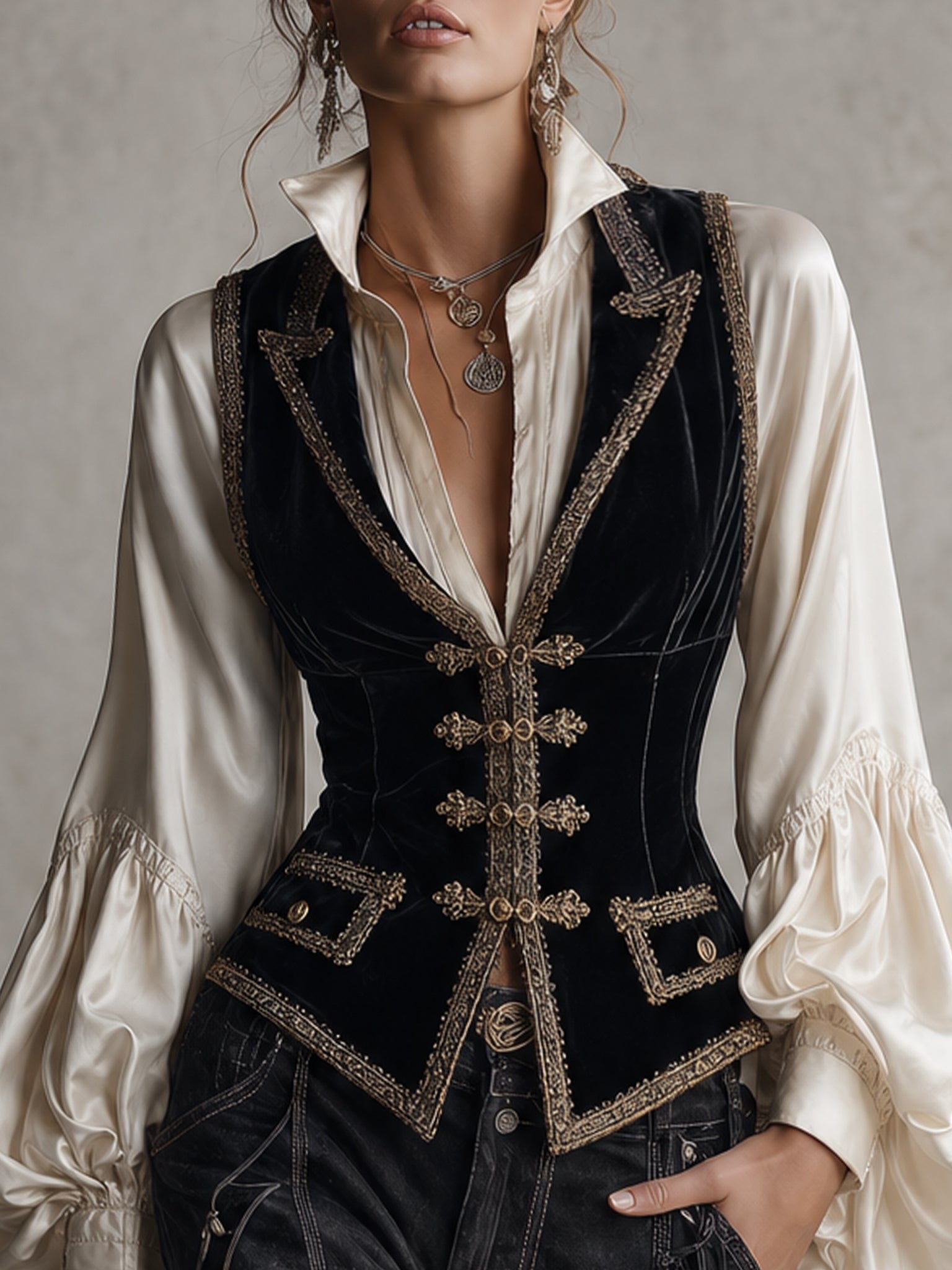 Black Velvet Vintage Sleeveless Vest