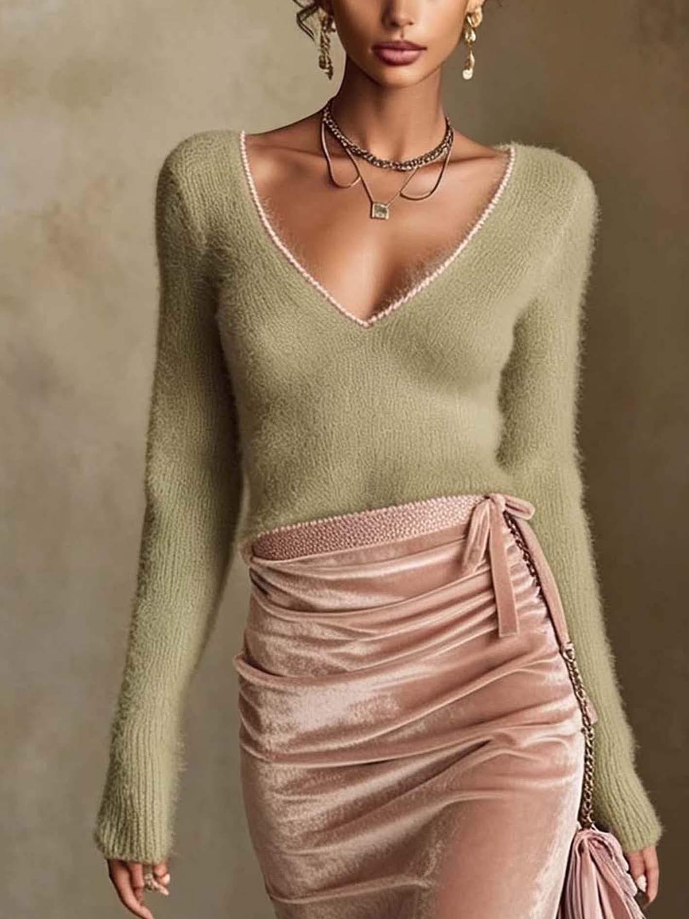 Sage Green Fuzzy Sweater
