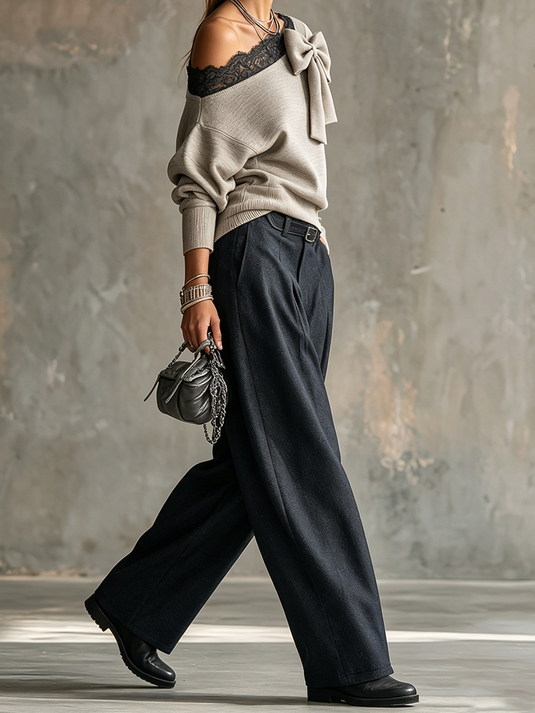 Light Gray Off-Shoulder Top