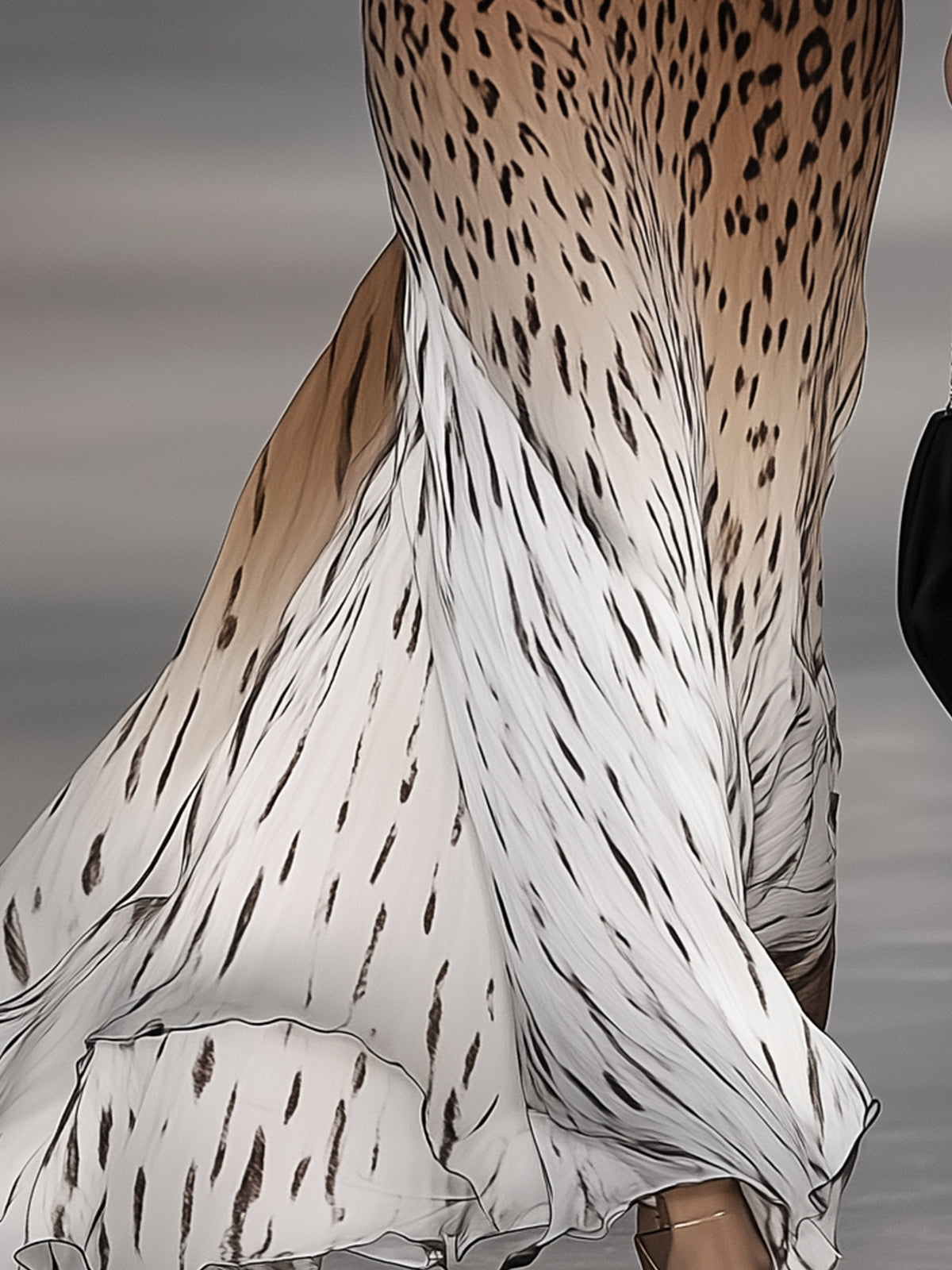 Off Shoulder Ombre Leopard Print Maxi Dress