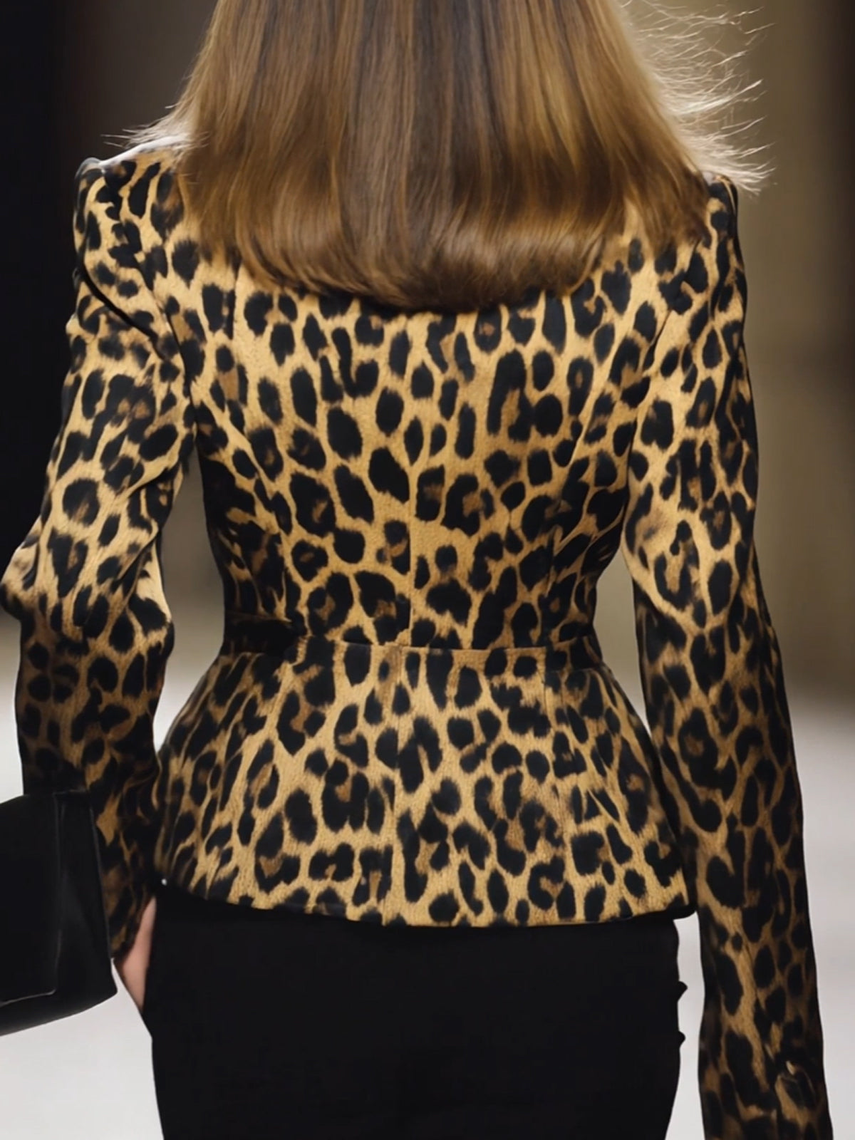 Leopard Print Lapel Waist Blazer