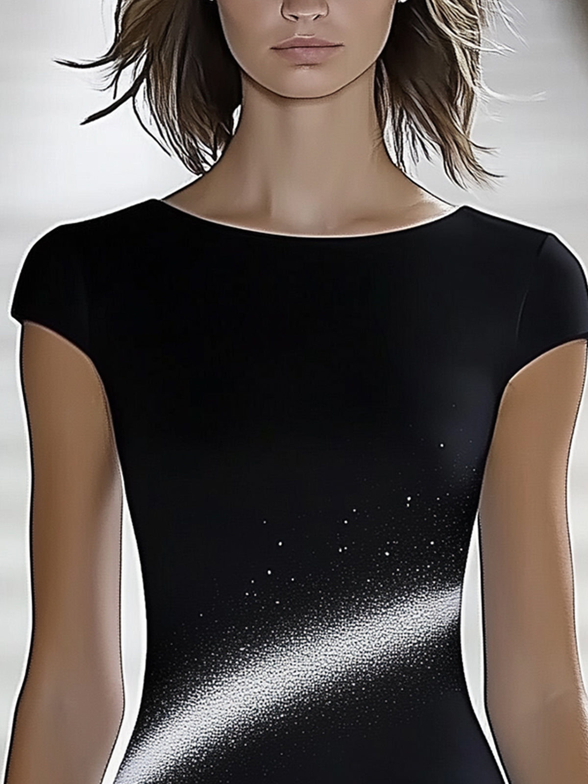Fashionable Color Block Round Neck Bodycon Dress