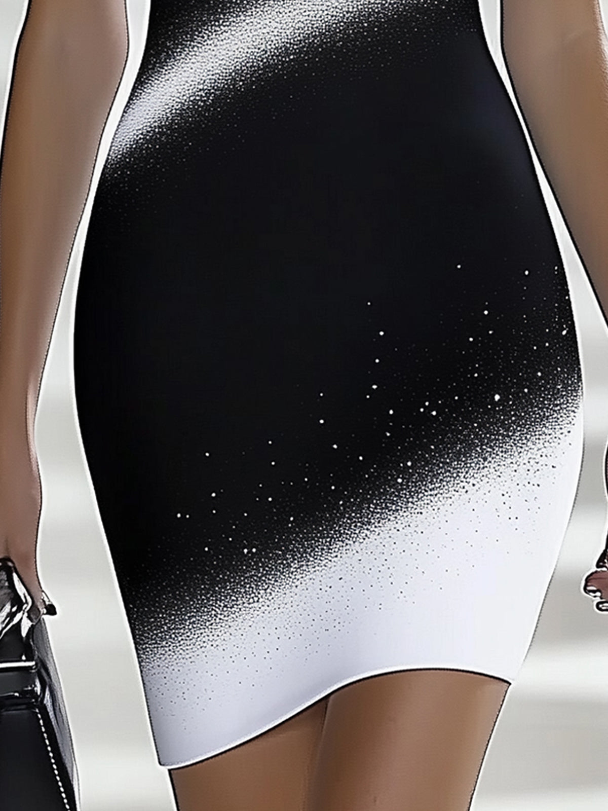 Fashionable Color Block Round Neck Bodycon Dress