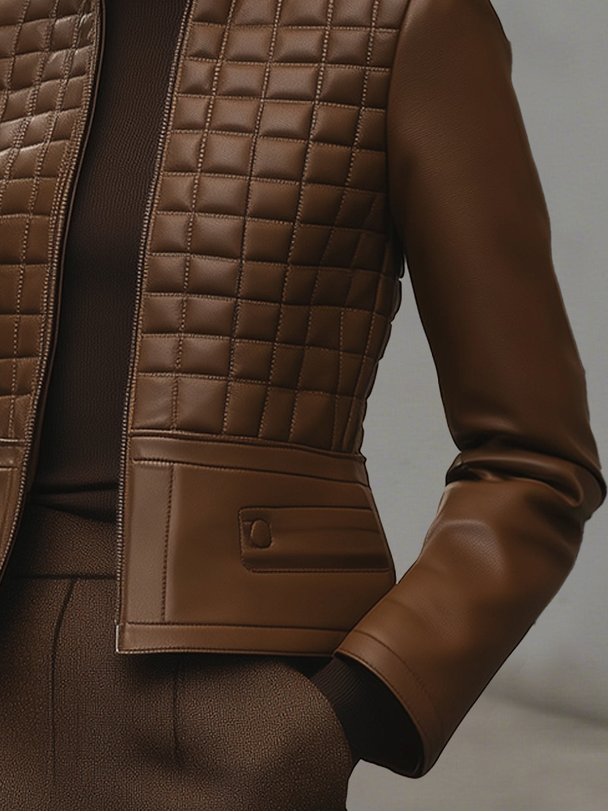 Quilted Elegance Faux Leather Jacket