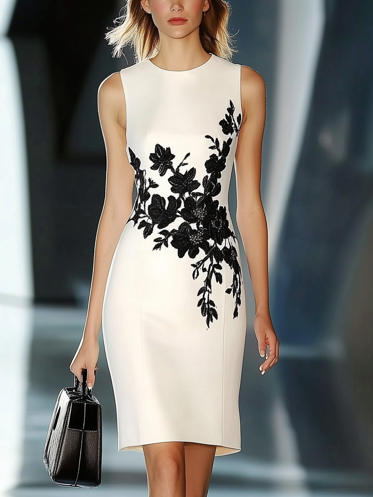 Fashionable Floral Embroidered Bodycon Dress