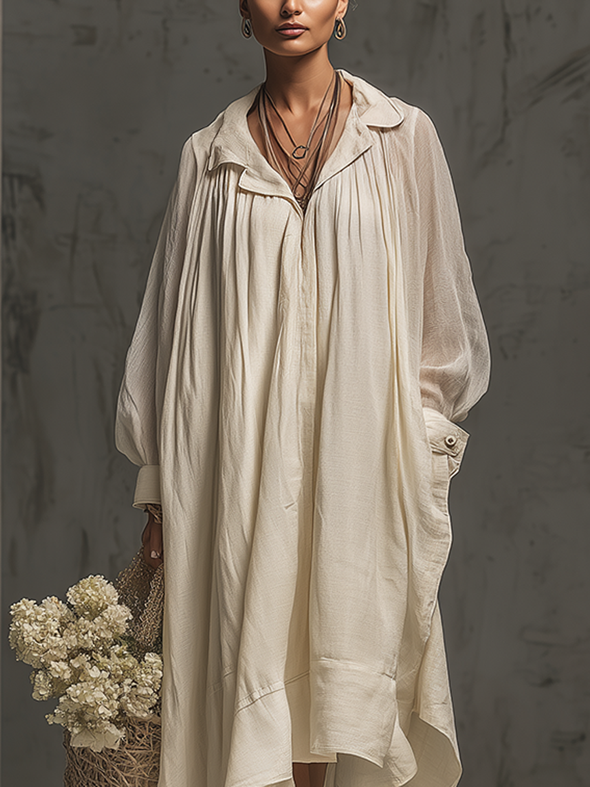 White Breeze Oversized Asymmetrical Shirt Dress