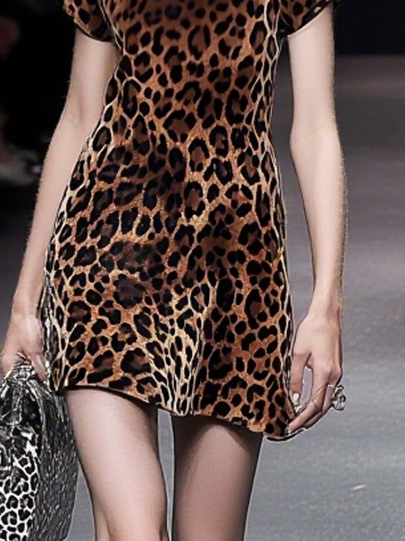 Stylish Leopard Print Velvet Mini Dress