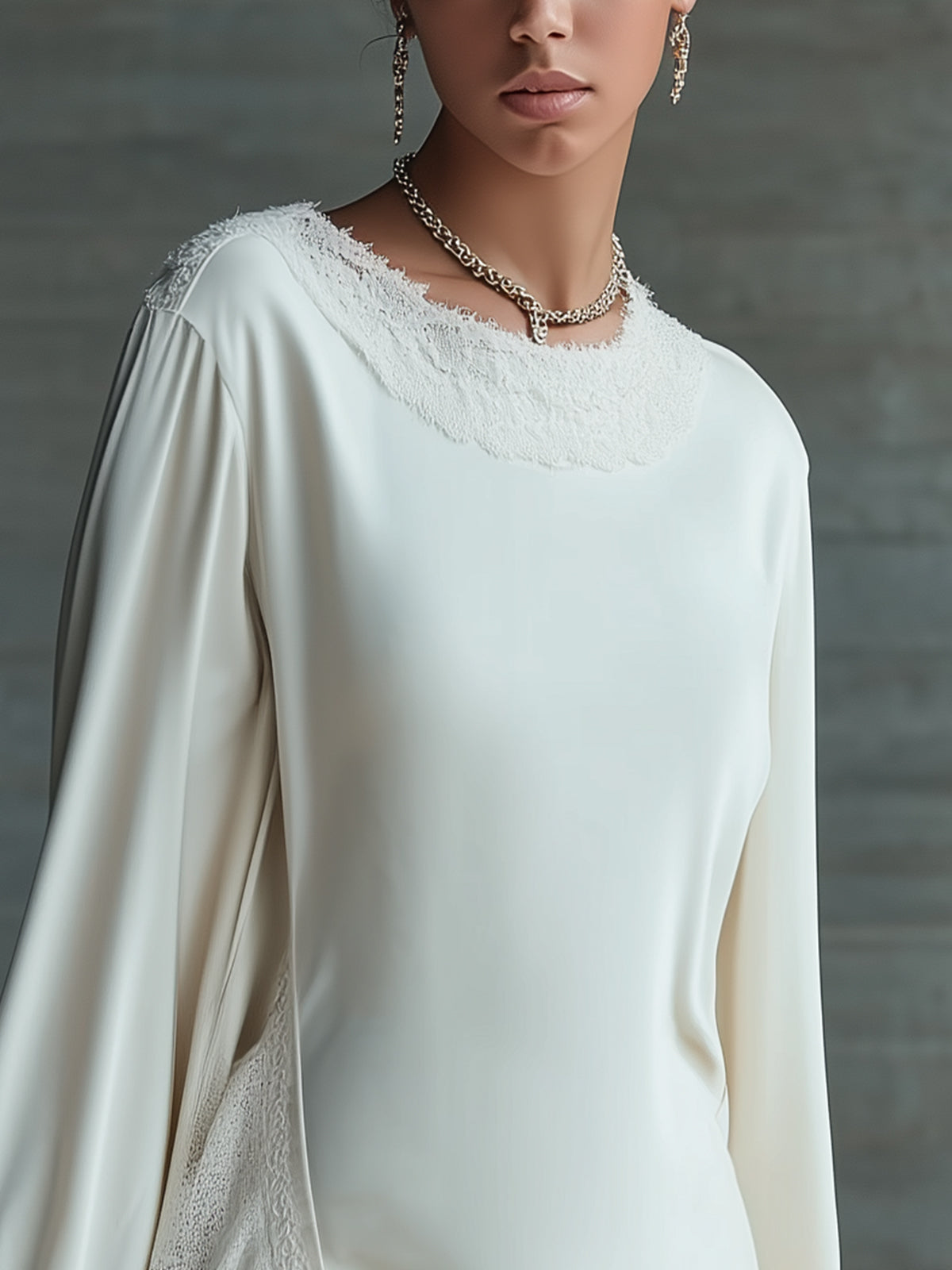 White Velvet Long Sleeve Mini Dress With Layered Lace Ruffle Hem