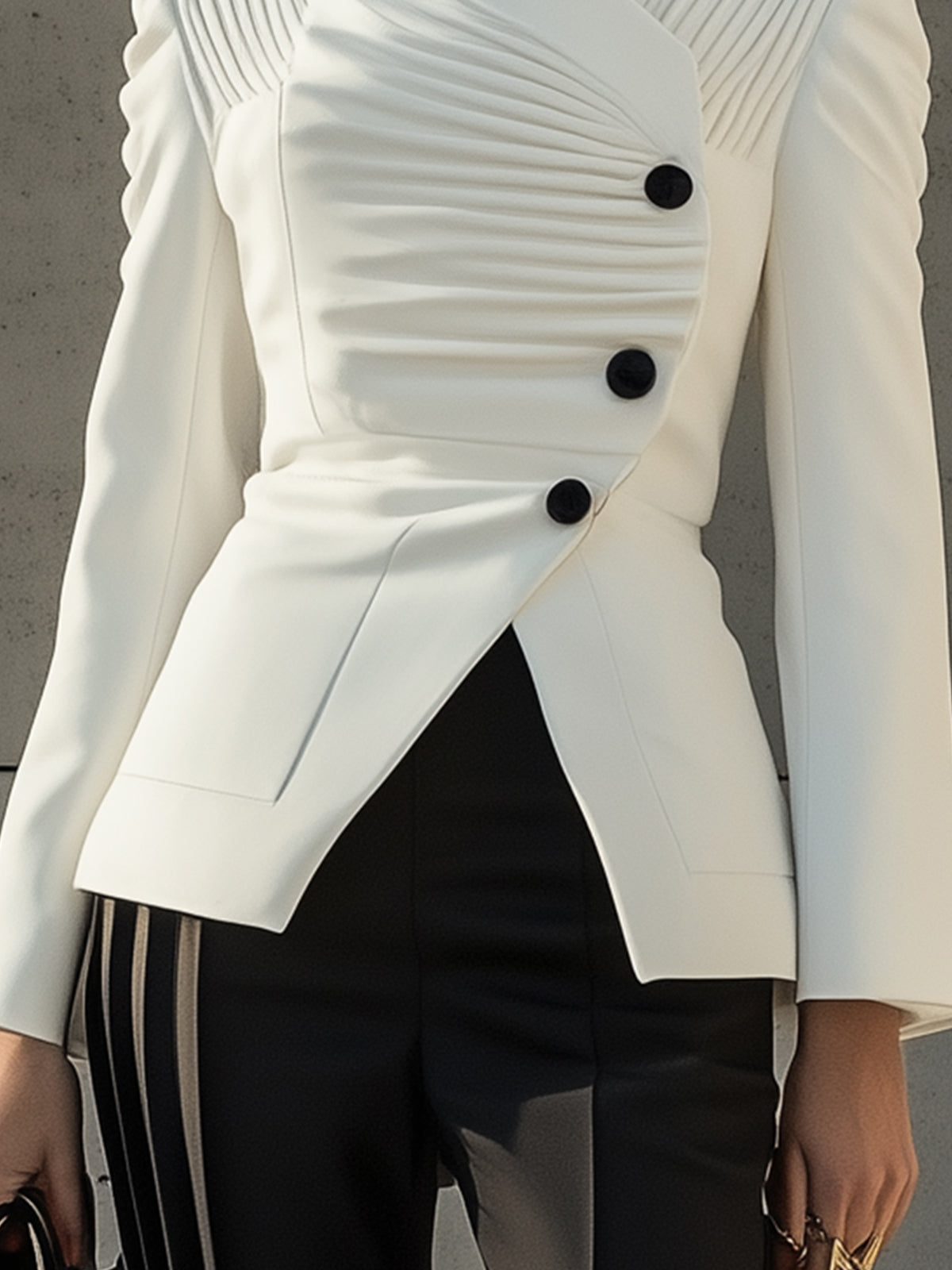 Pleated Structured Blazer