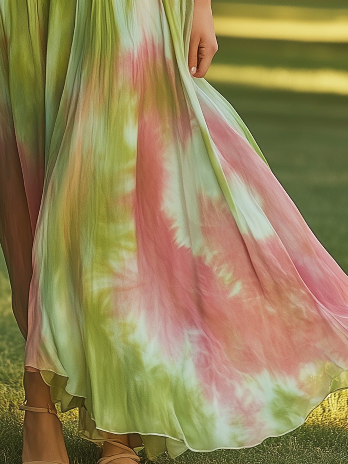 Trendy Tie Dye Chiffon Maxi Dress