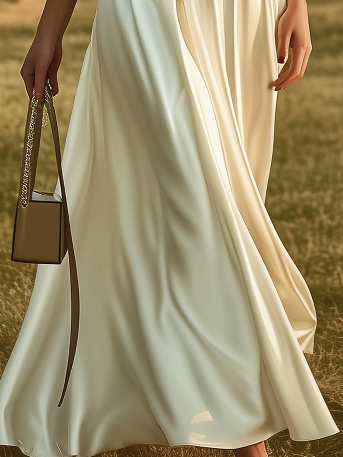 Glossy Halter Neck Satin Maxi Dress