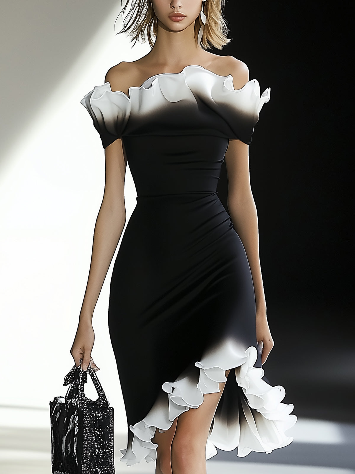 Gradient Off Shoulder Dress