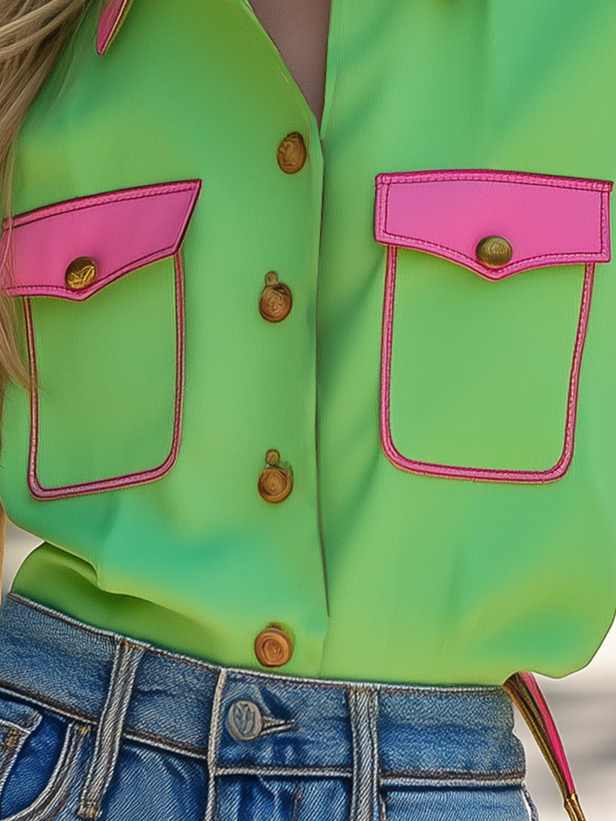 Trendy Colorblock Chiffon Blouse