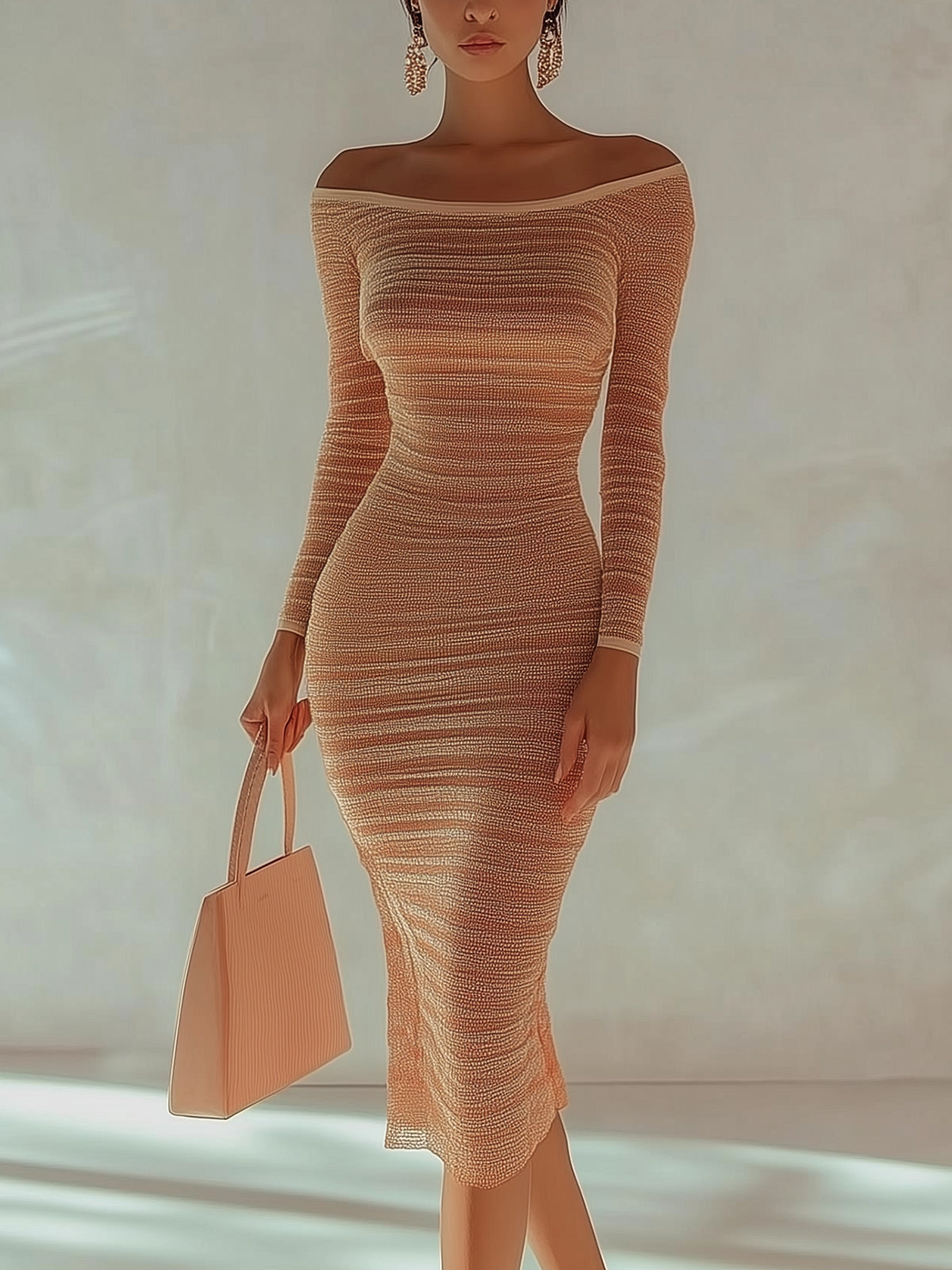 Mesh Slim Fit Dress With Nude Lining