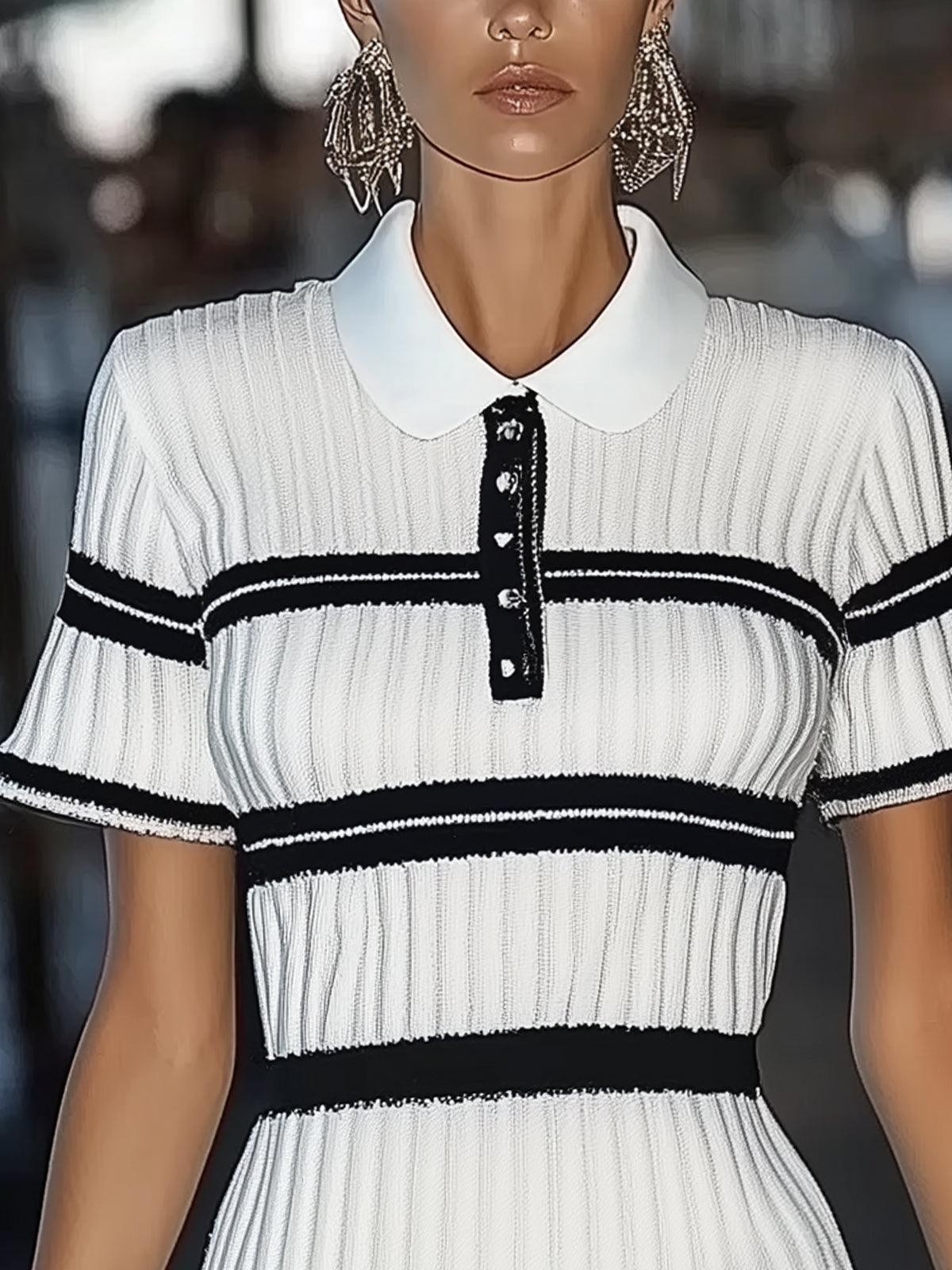 Polo Collar Knitted Slim Dress