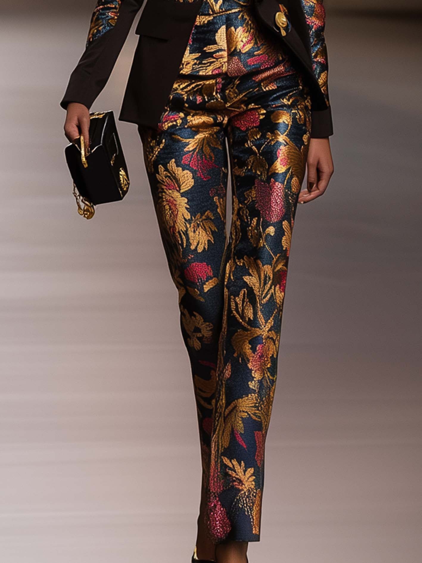 Black Suit With Baroque And Floral Prints