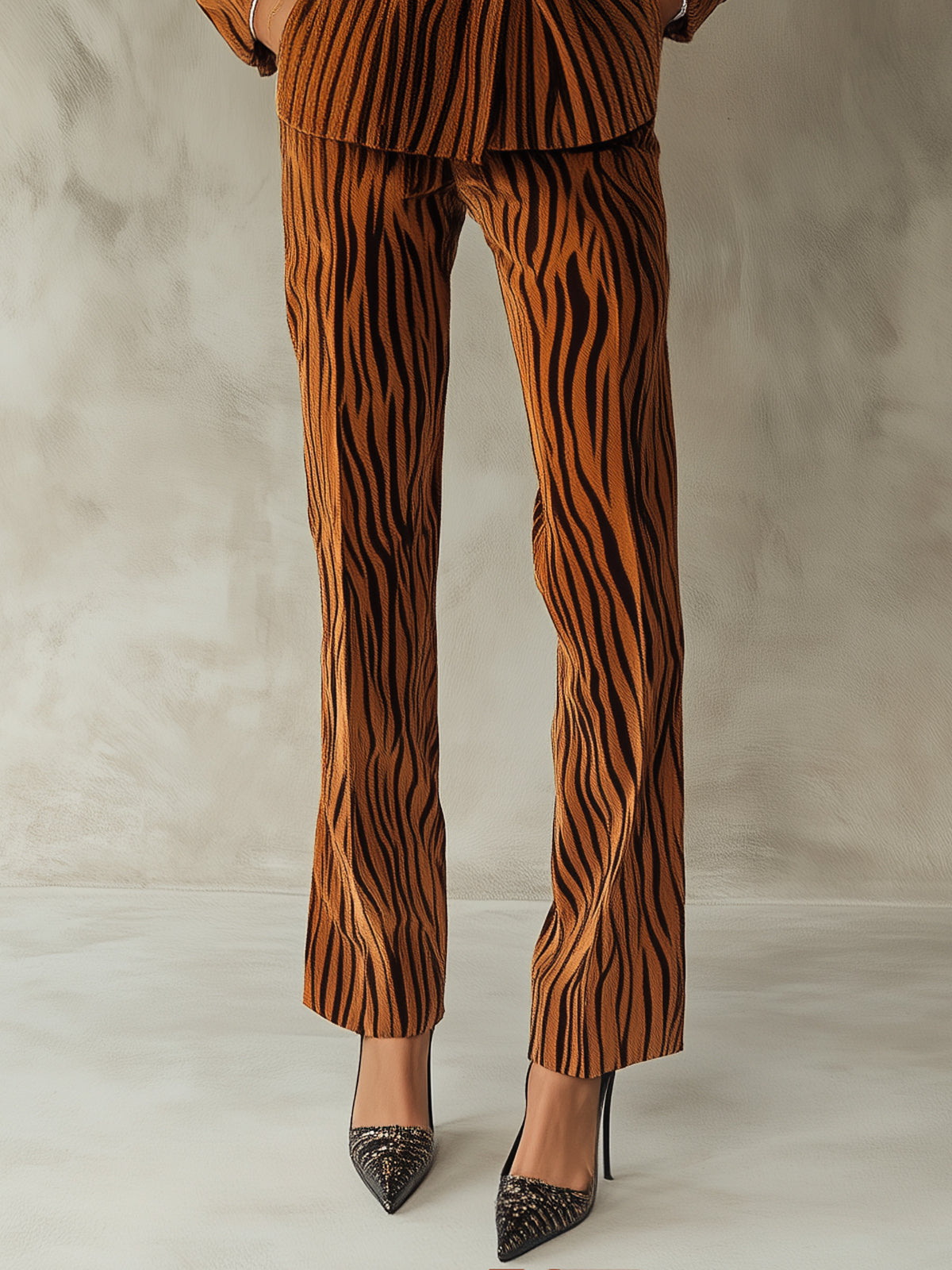 Brown Tiger Velvet Single Breasted Suit