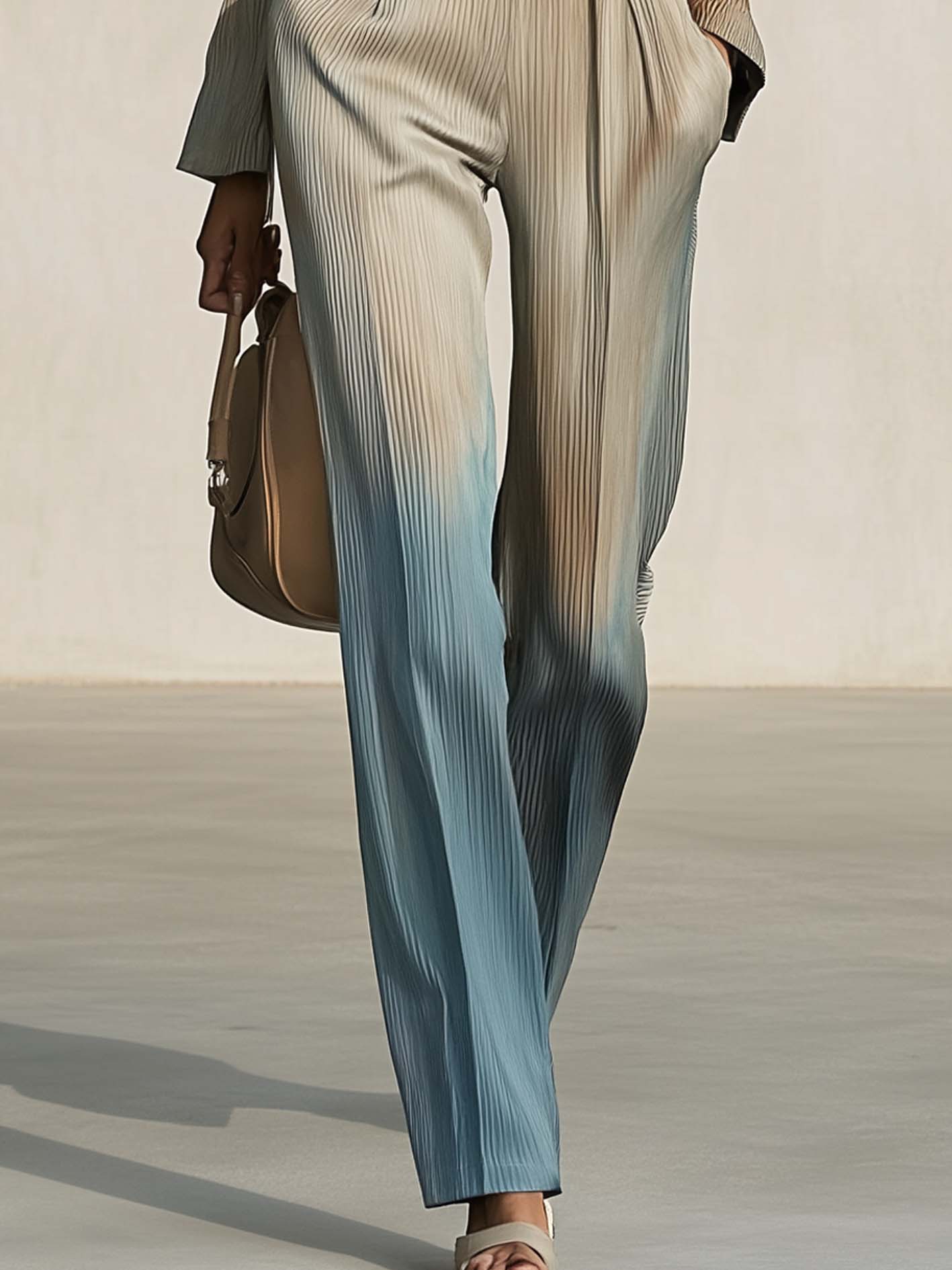 Gray Jumpsuit With Multicolor Gradient Print And Belt
