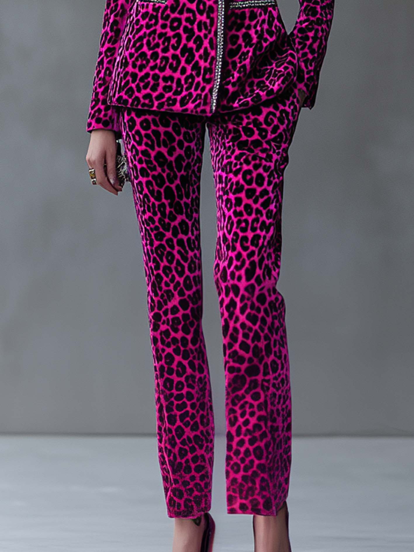 Plush Pink Velvet Suit With Black Velvet And Stylish Ribbon