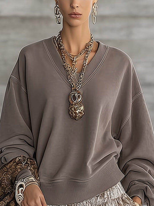 Gray Ruffled Mini Dress With Floral Print