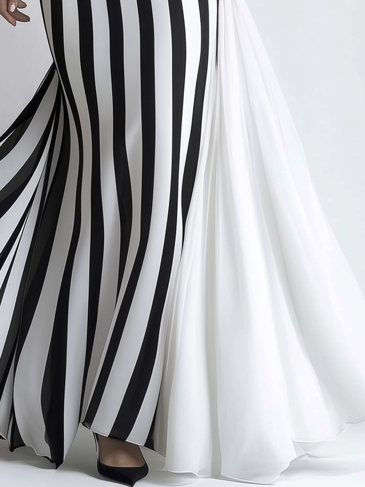 Elegant One Shoulder Striped Maxi Dress