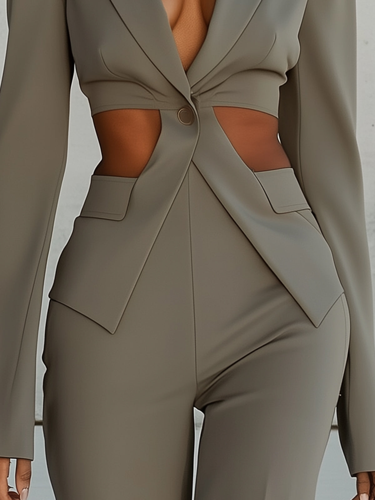 Gray Cutout Statement Blazer
