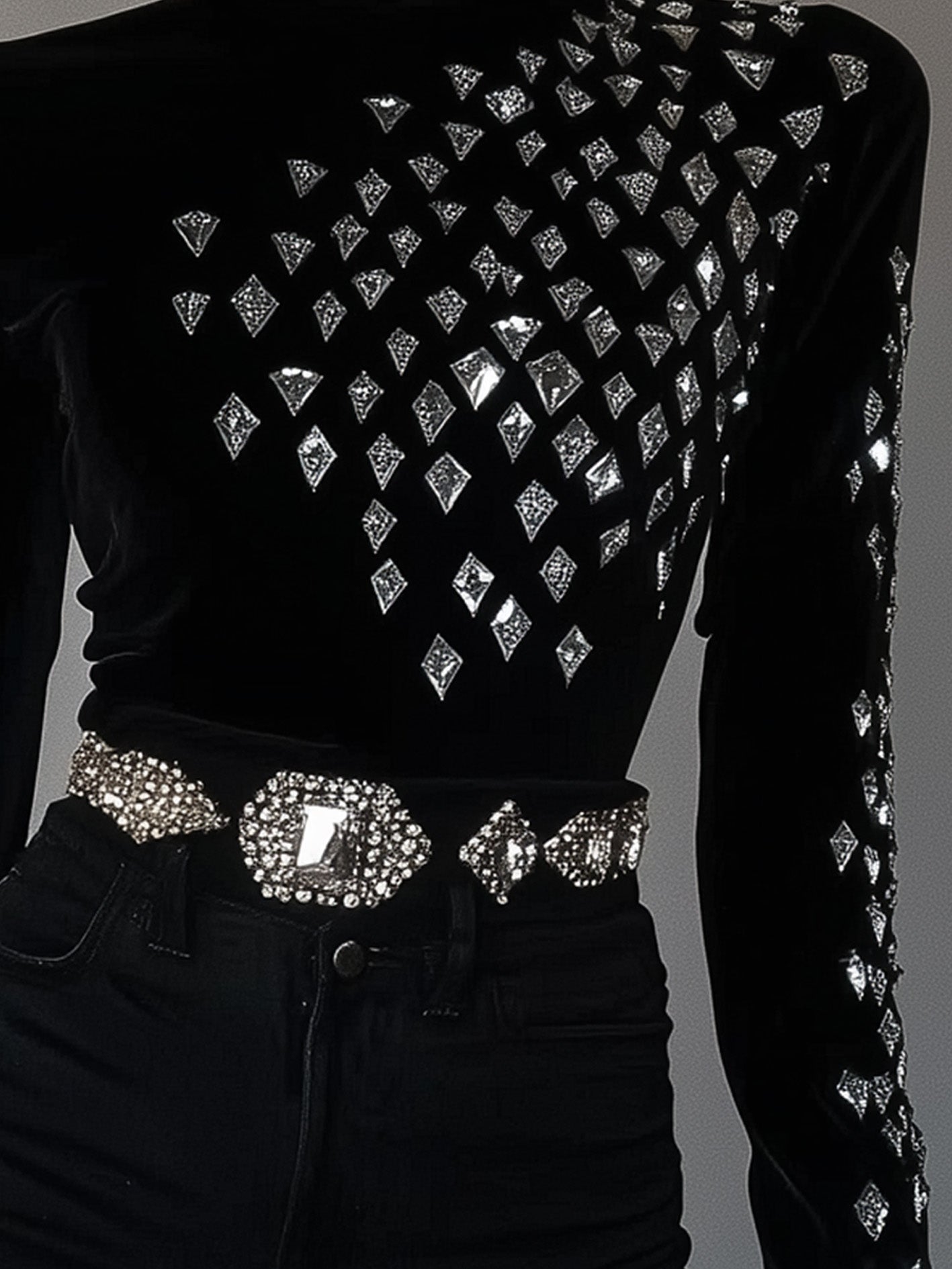Black T-shirt With 3D Diamond Print