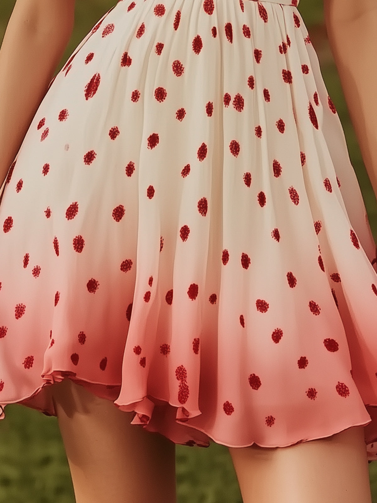 Trendy Ombre Polka Dot Print Chiffon Mini Dress
