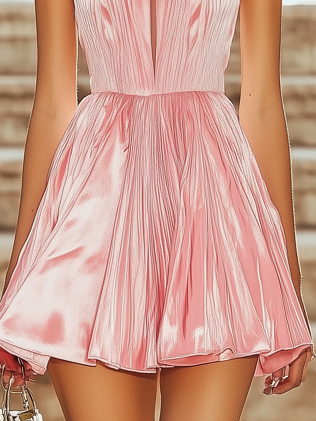 Glossy Solid Spaghetti Strap Mini Dress