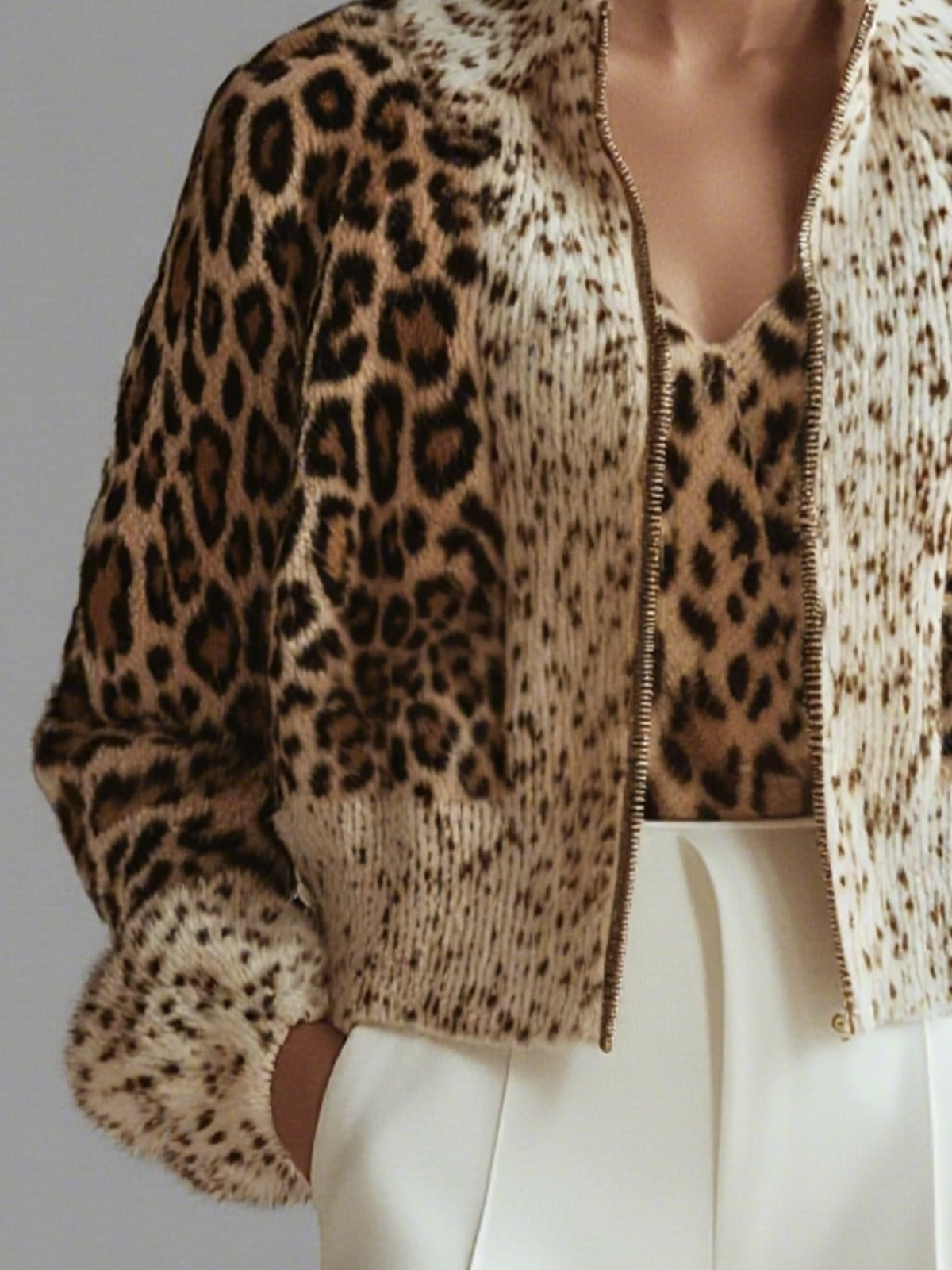 Leopard Print Knitted Sweater