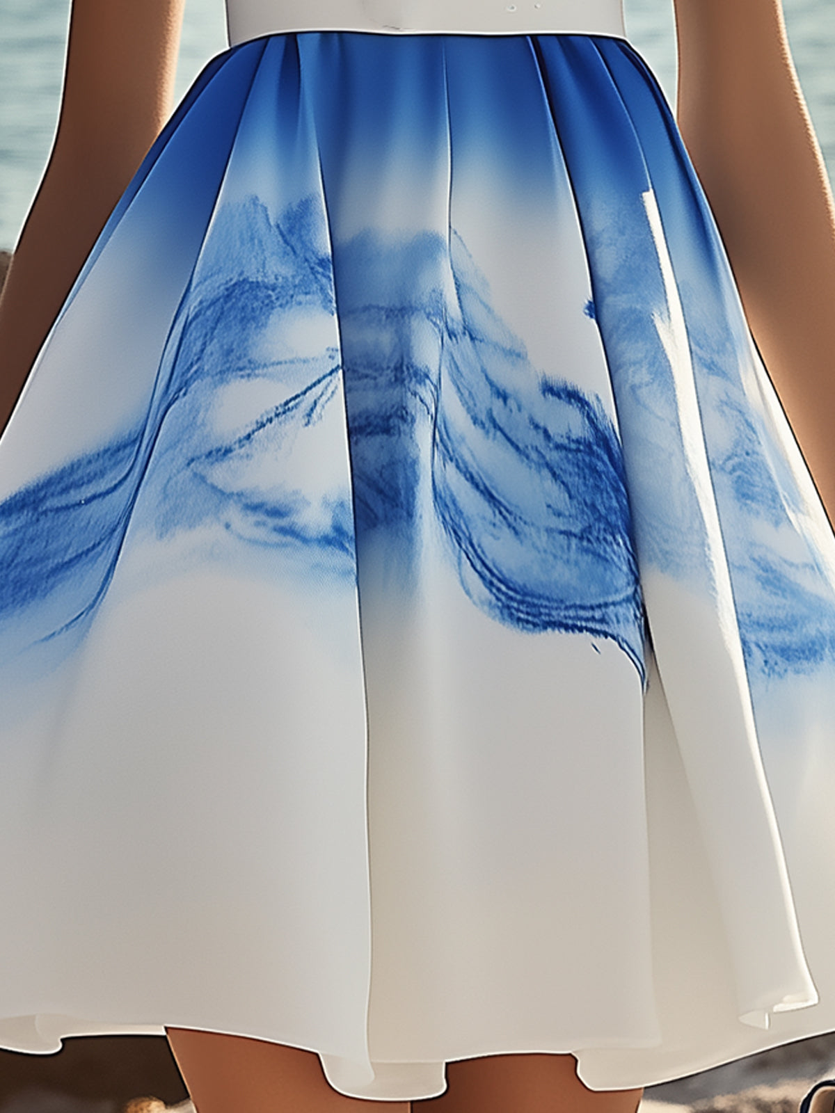 Blue And White Gradient Dress
