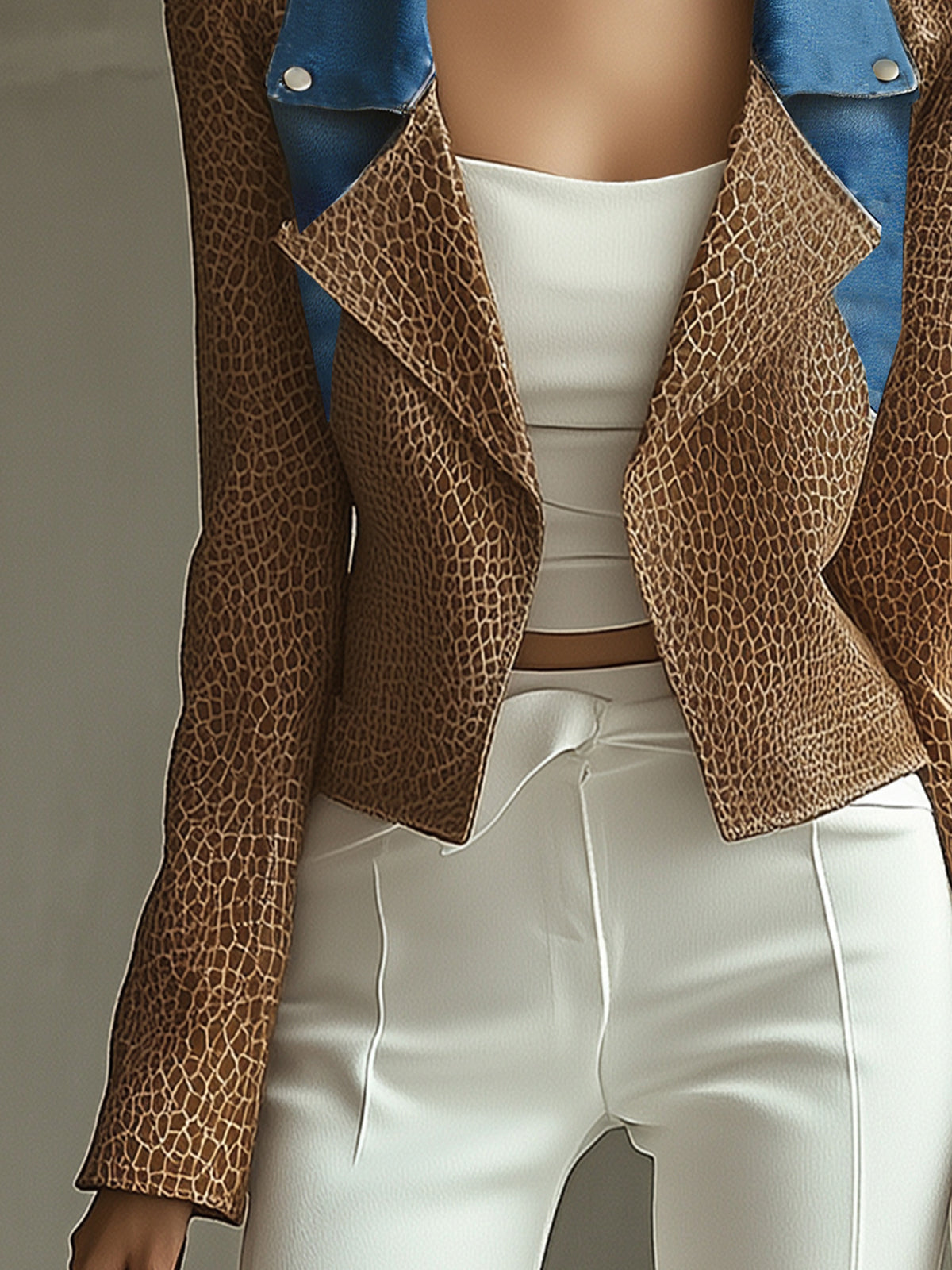 Faux Leather Cropped Jacket