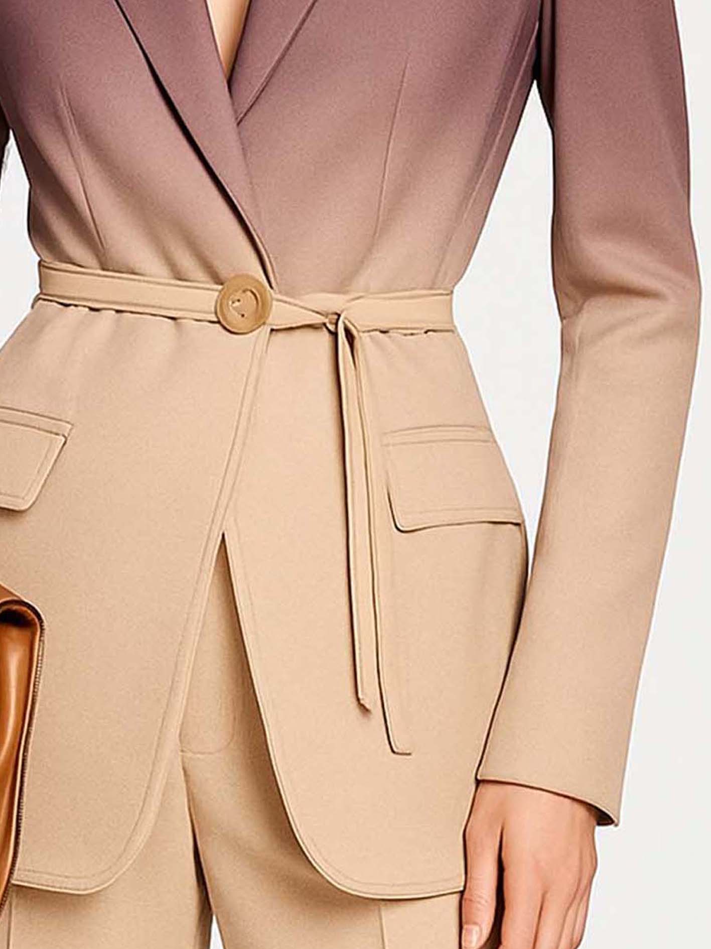 Office Fashion Lady Pink Blazer With Gradient Print