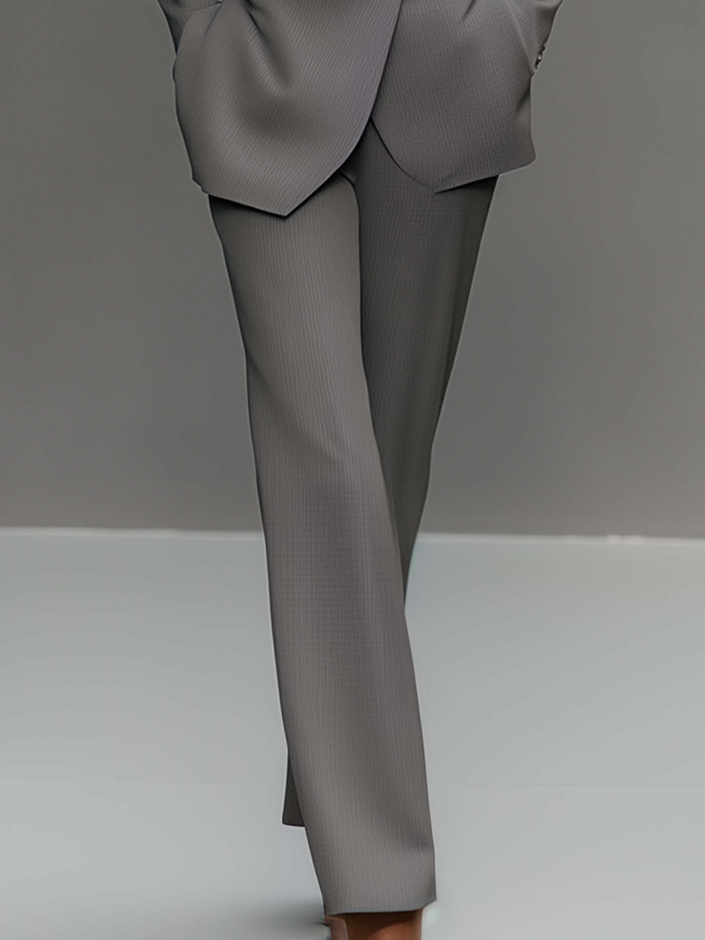 Elegant Gray Suit With Embellishments At The Waist