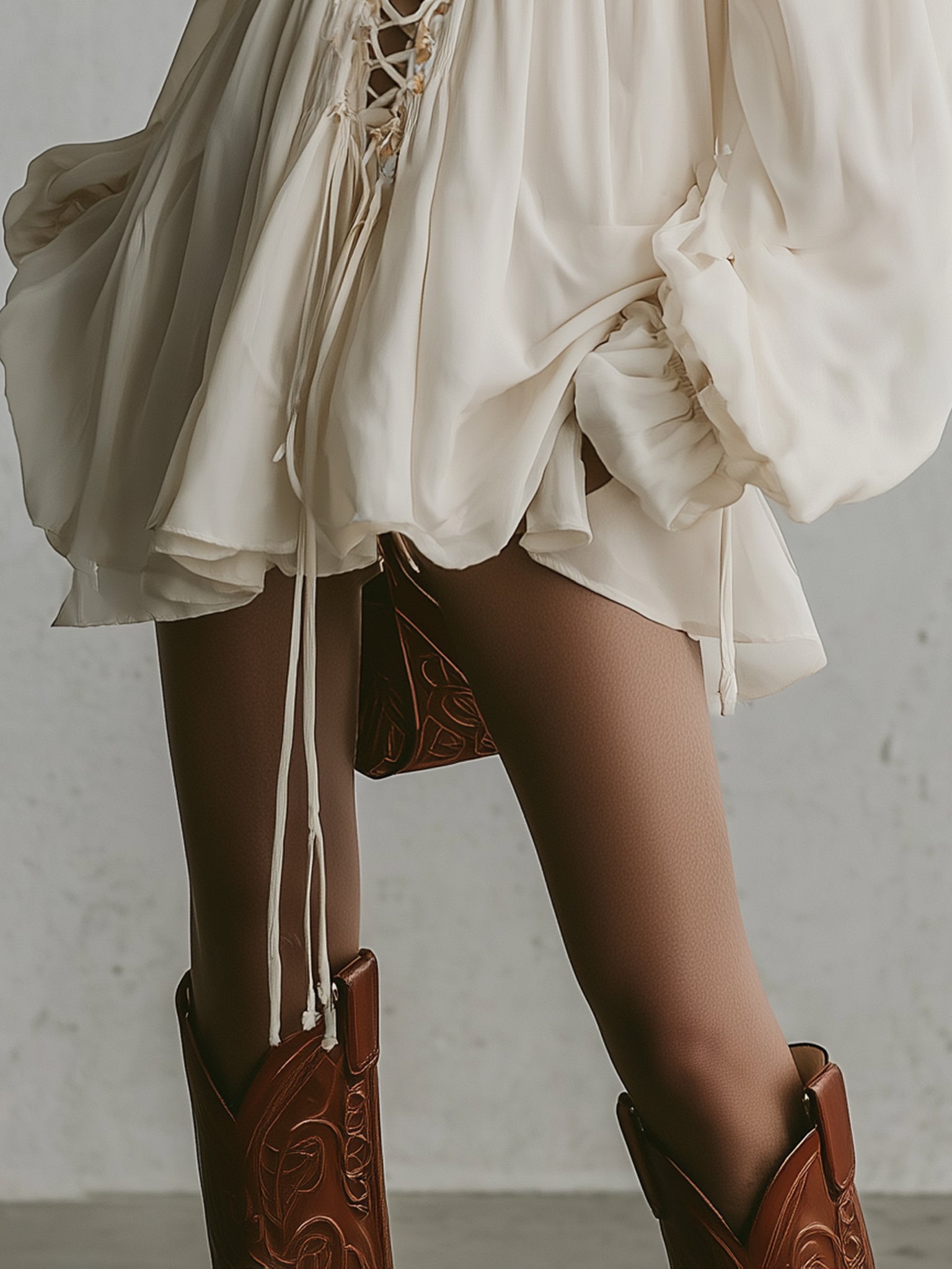 White Lace Up Chiffon Off Shoulder Mini Dress