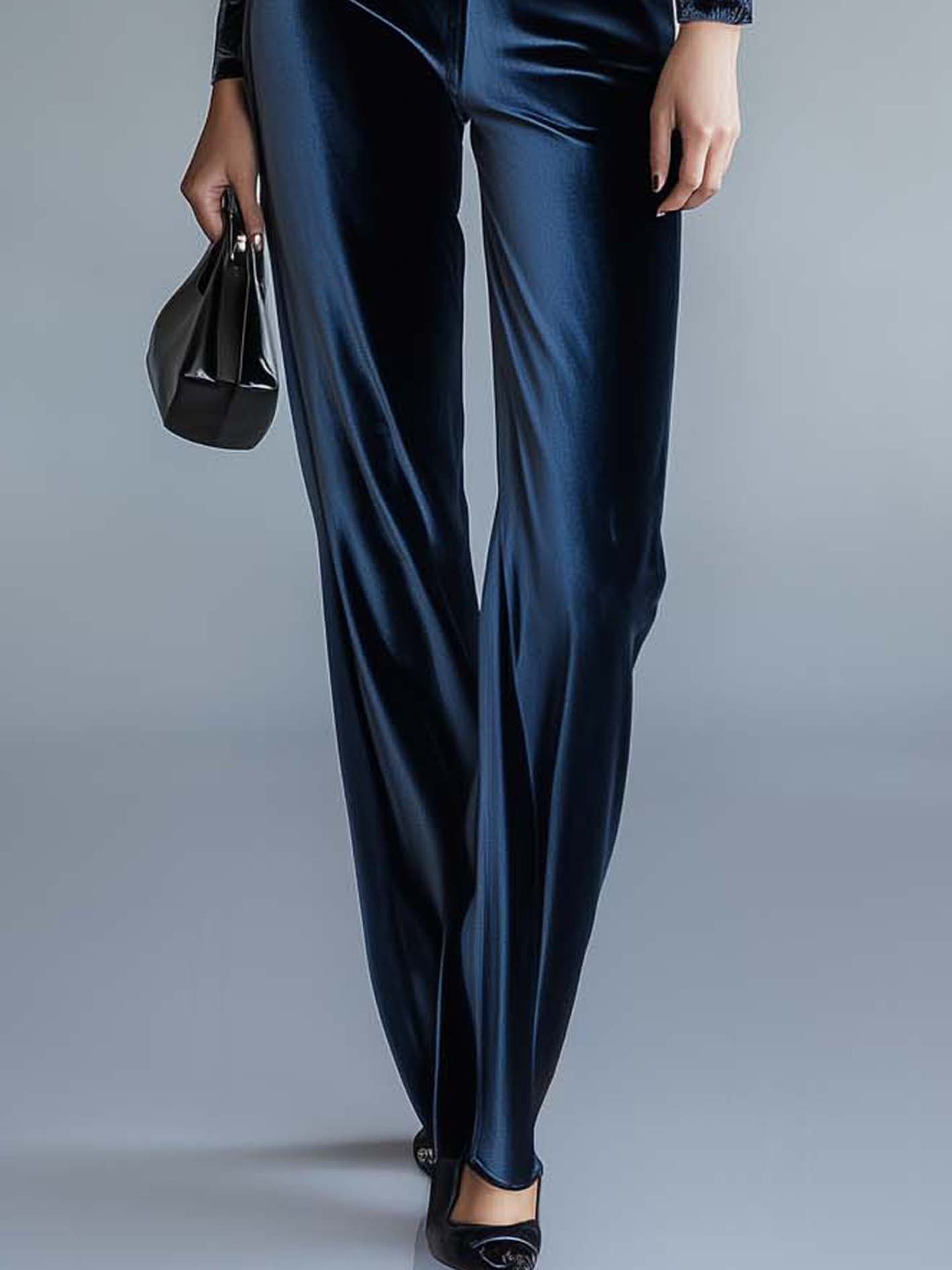 Dark Blue Velvet Jumpsuit With Mesh Sleeves And Floral Print