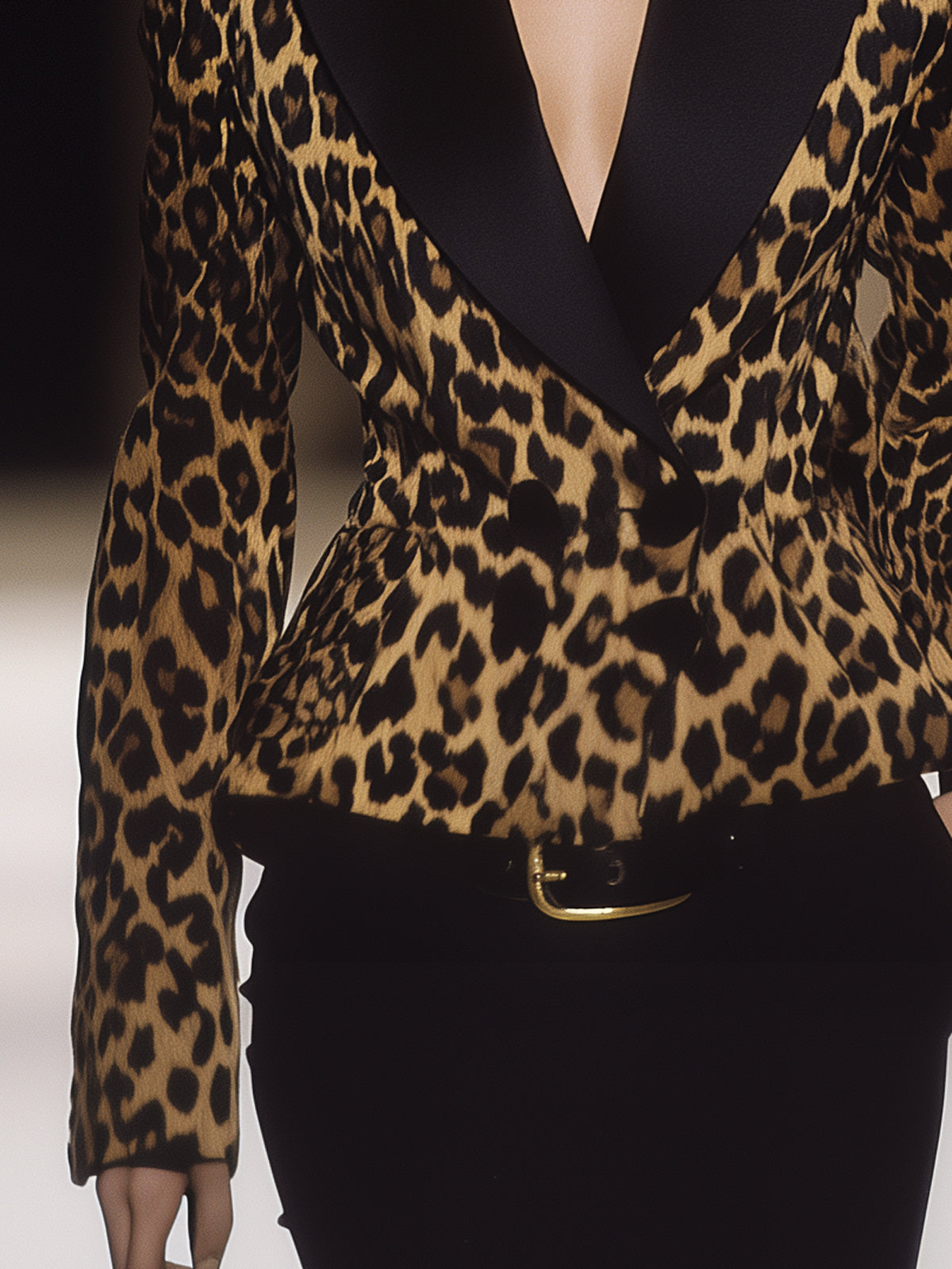 Leopard Print Lapel Waist Blazer