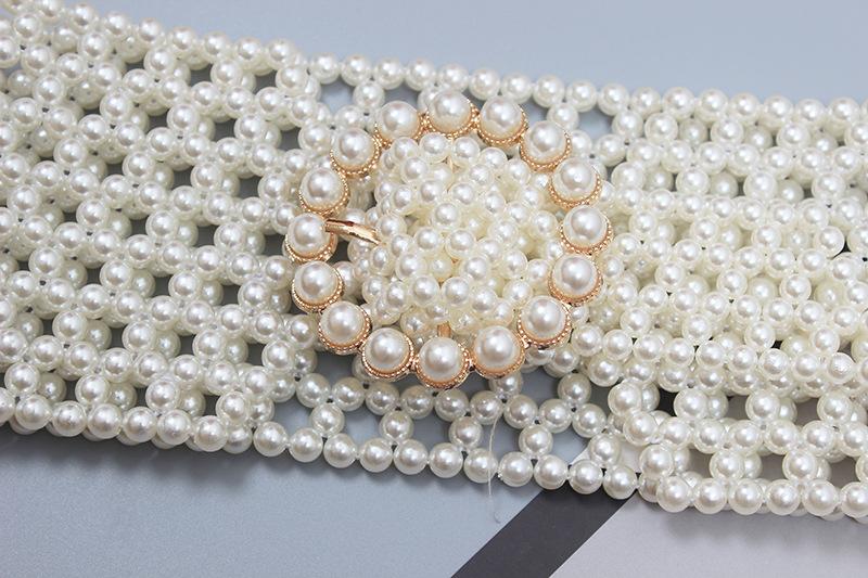 Braided Imitation Pearl Decorative Belt