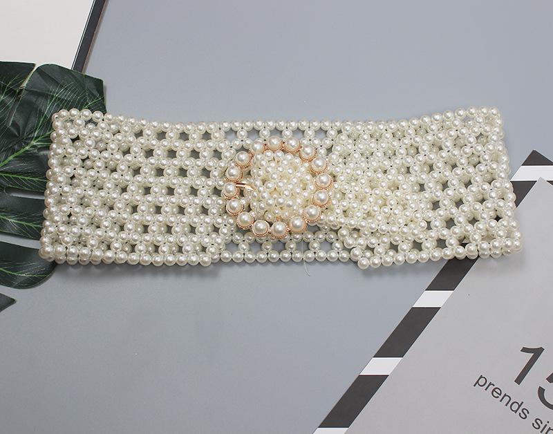 Braided Imitation Pearl Decorative Belt
