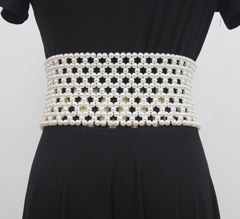 Braided Imitation Pearl Decorative Belt